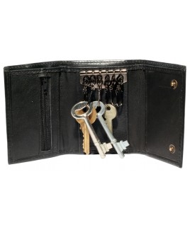 Sheep Nappa Keycase with 6 Hooks & Zip Pocket